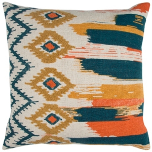 Rizzy Home Striped Polyester Filled Decorative Pillow, 20" X 20" In Orange