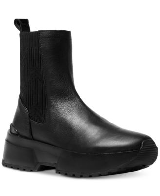 michael michael kors april leather and knit boot