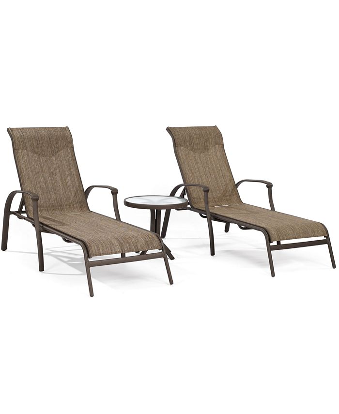 Agio - Oasis Outdoor 3 Piece Chaise Set: 2 Chaise Lounges and 1 End Table