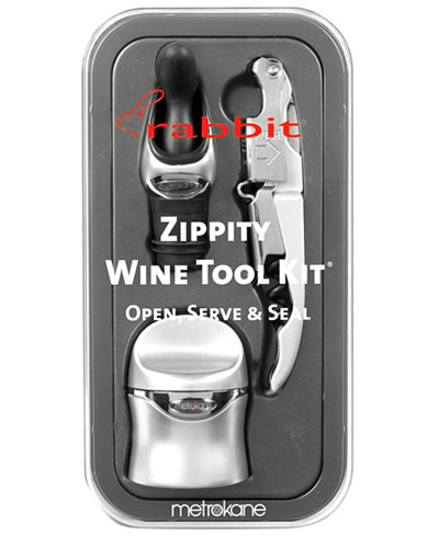 Metrokane Barware, Silver Rabbit 3 Piece Zippity Wine Tool Kit