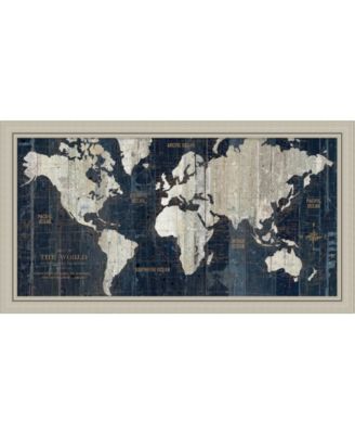 Amanti Art - Old World Map Blue 43x24 Framed Art Print