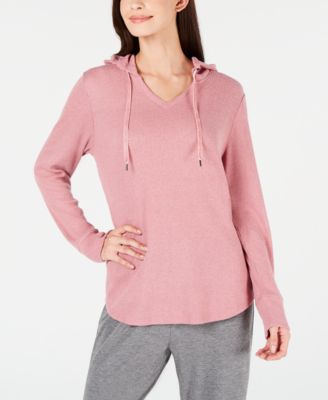 ribbed knit hoodie