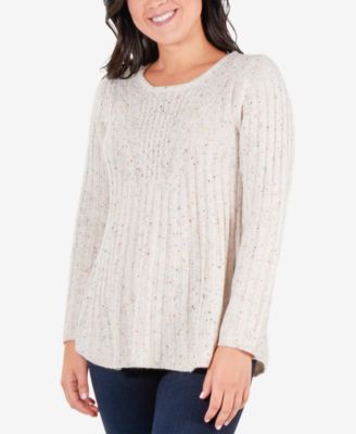 NY Collection - Speckled Cable-Knit Tunic Sweater