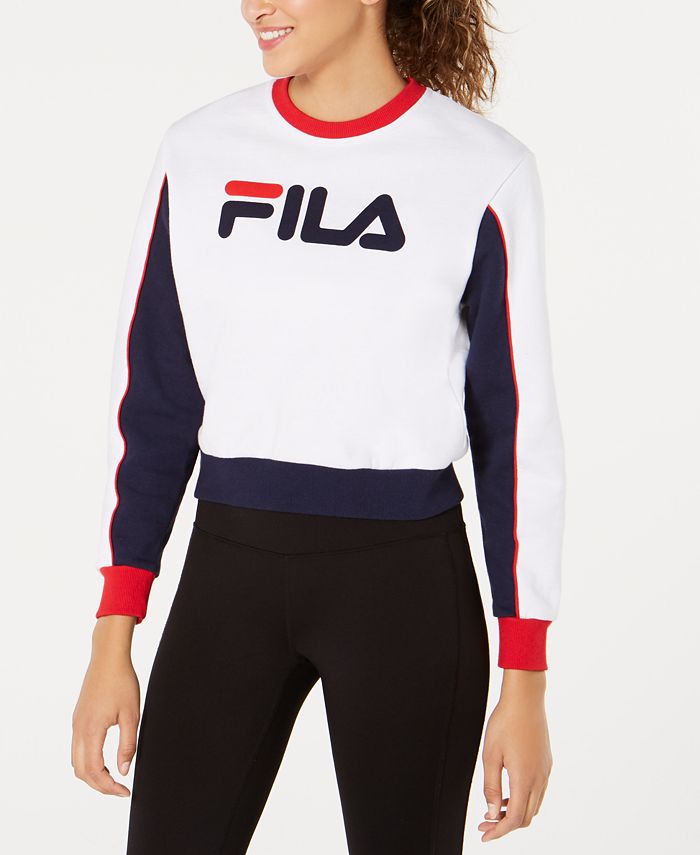 Fila Nuria Fleece Colorblocked Cropped Sweatshirt - Macy's
