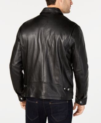 michael kors men's black leather jacket