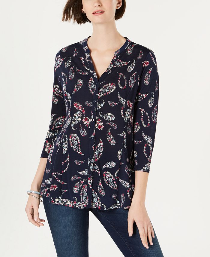 Charter Club Plus Size Paisley-Print Top, Created for Macy's - Macy's