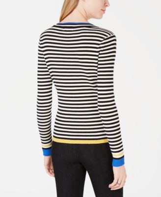 Maison Jules Striped Ribbed-Knit Sweater, Created for Macy's