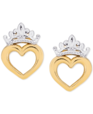 image of Disney Children-s Tiara Heart Stud Earrings in 14k Gold