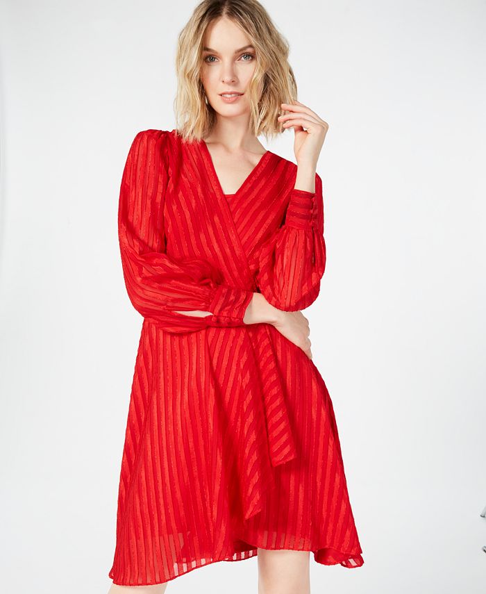 Calvin Klein Illusion-Stripe Wrap Dress - Macy's