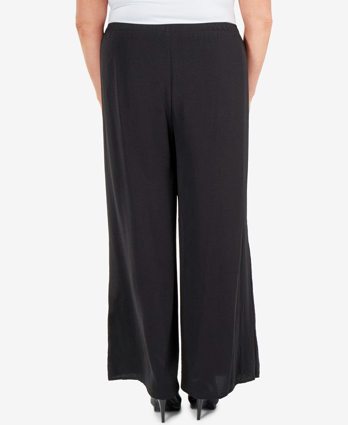 NY Collection Plus Size Skirt-Front Wide-Leg Pants - Macy's