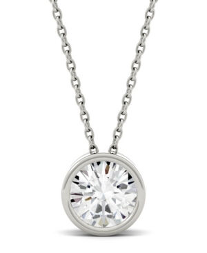 Shop Charles & Colvard Moissanite Bezel Solitaire Pendant (1 Ct. T.w. Diamond Equivalent) In 14k White Or Yellow Gold In White Gold