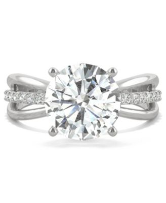 Moissanite Round Solitaire with Sides Ring (2-9/10 ct. tw. Diamond Equivalent) in 14k White Gold