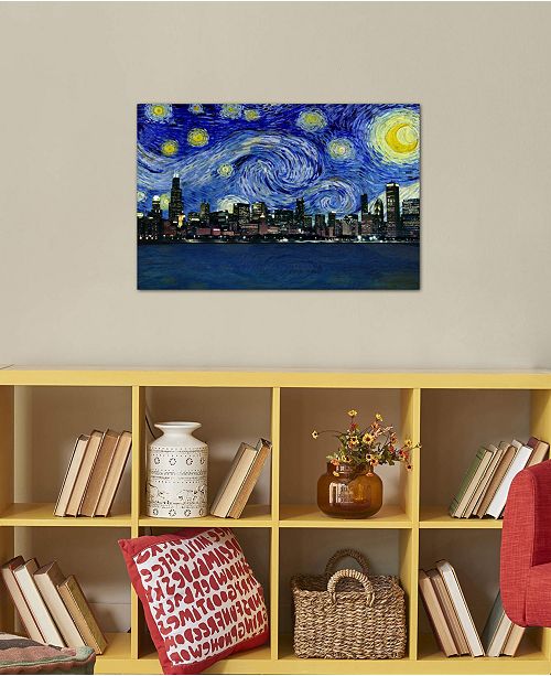 Icanvas Chicago Illinois Starry Night Skyline By 5by5collective