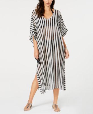 Calvin Klein Striped Maxi Caftan Cover Up Macy s