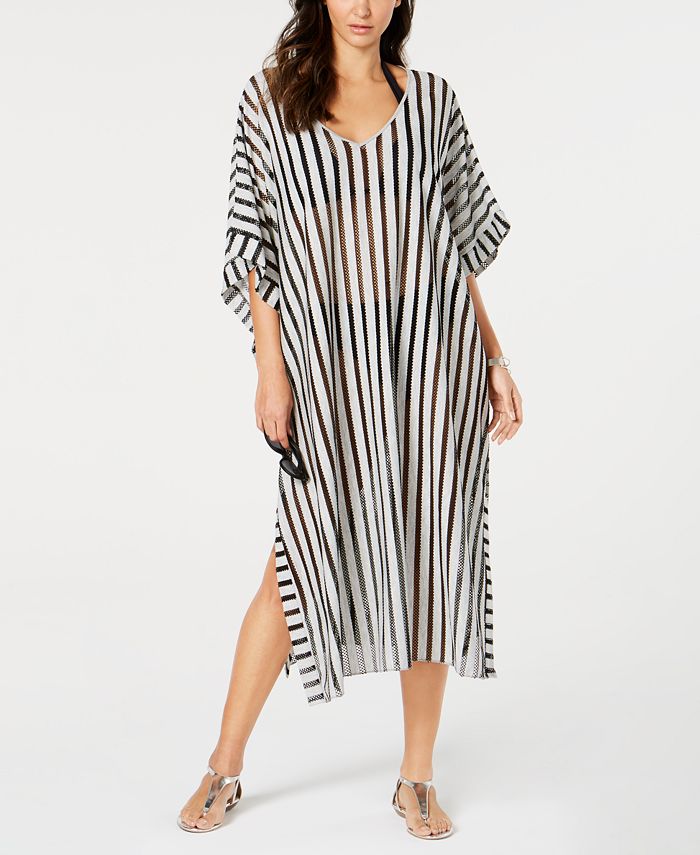 Calvin Klein Striped Maxi Caftan Cover-Up & Reviews - Swimsuits & Cover-Ups  - Women - Macy's