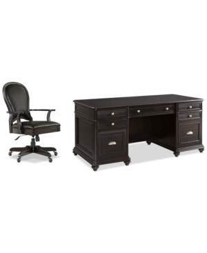 Clinton Hill Ebony Home Office, 2-Pc. Set (Executive Desk & Leather Desk Chair)