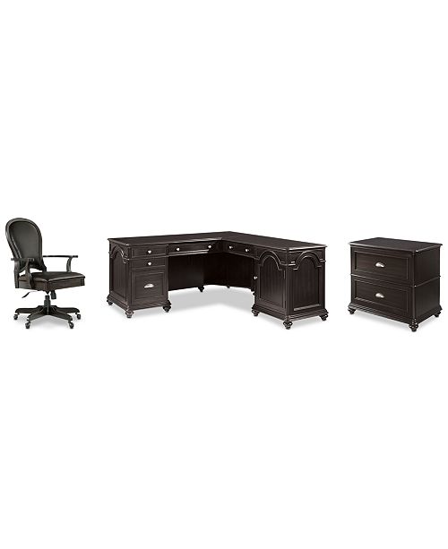 Furniture Clinton Hill Ebony Home Office 3 Pc Set L Shaped Desk