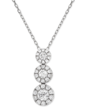 image of Diamond Triple Cluster Adjustable Pendant Necklace (1/2 ct. t.w.) in 14k White Gold
