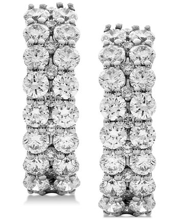 Macy's Diamond Double Row Hoop Earrings (2 ct. t.w.) in 14k White Gold ...