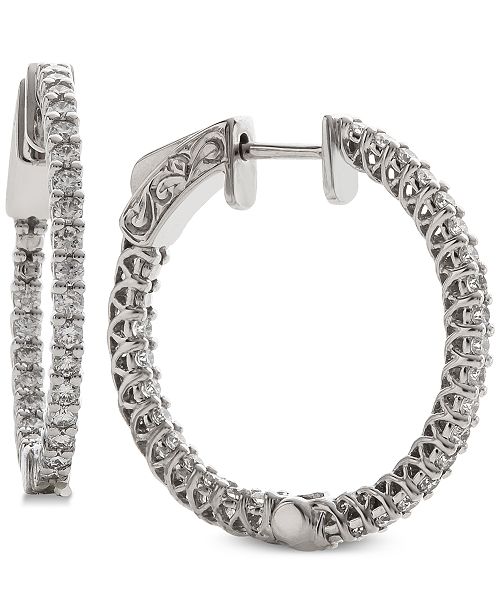 Macy's Diamond In & Out Hoop Earrings (1 ct. t.w.) & Reviews - Earrings ...