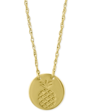 image of Pineapple Disc Pendant Necklace in 10k Gold, 16