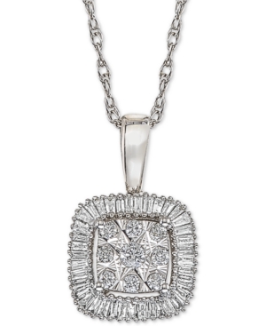 image of Diamond Framed Cluster Adjustable Pendant Necklace (1/3 ct. t.w.) in 14k White Gold