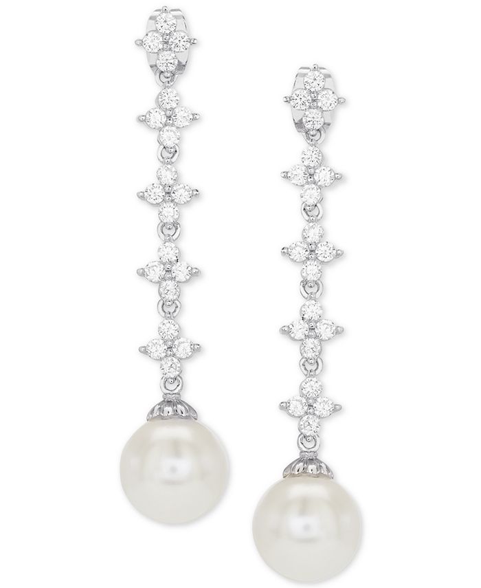 Giani Bernini Imitation Pearl & Cubic Zirconia Drop Earrings in ...