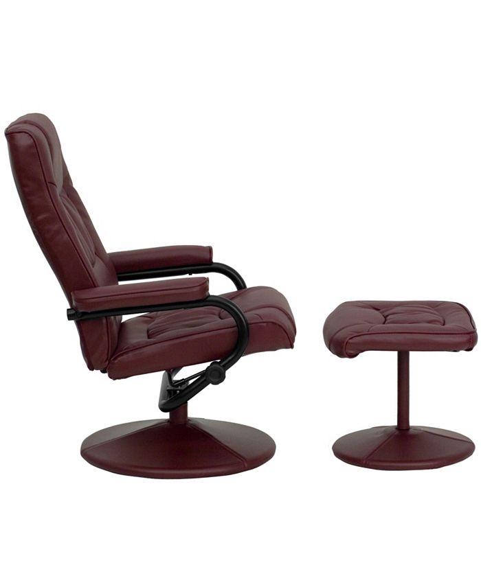 Flash Furniture Contemporary Burgundy Leather Recliner And Ottoman