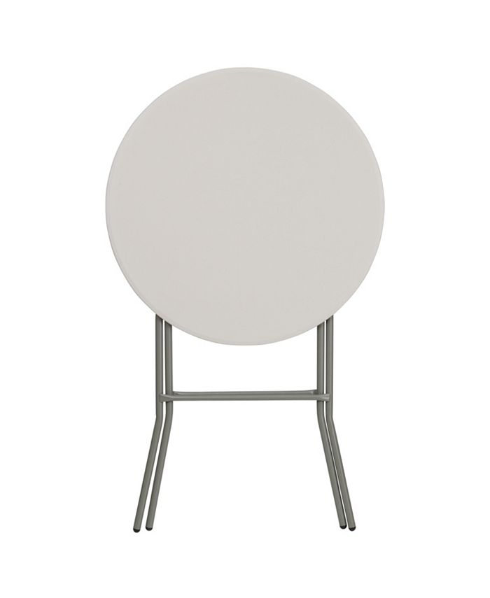 Flash Furniture 32'' Round Granite White Plastic Bar Height Folding