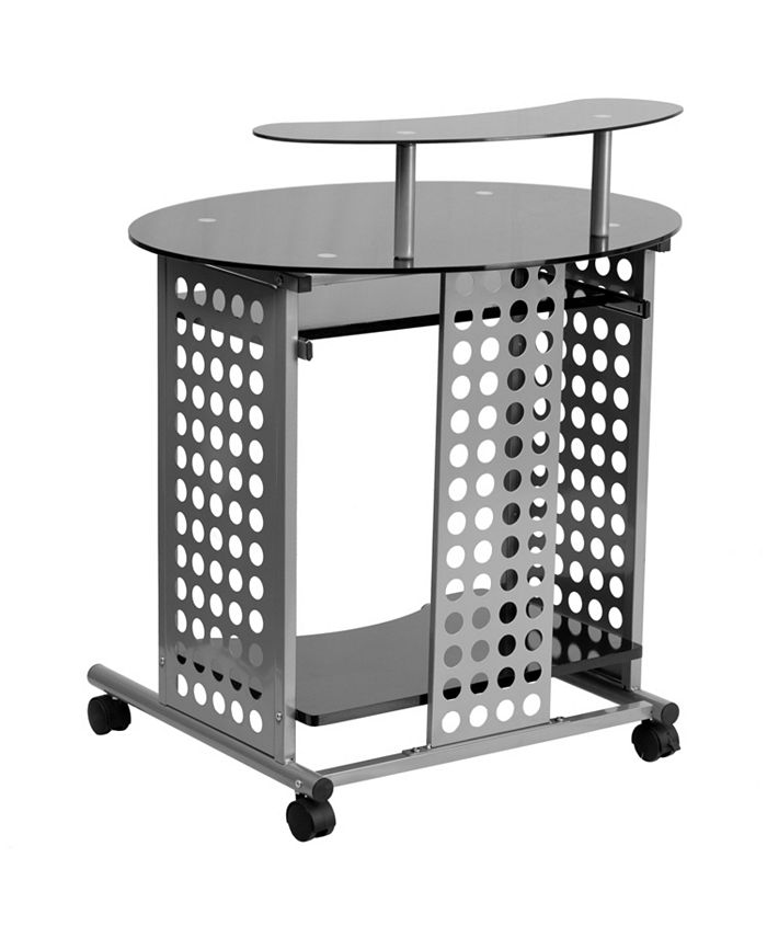 Flash Furniture Cassini Mobile Computer Desk With Black Glass Top Macy's