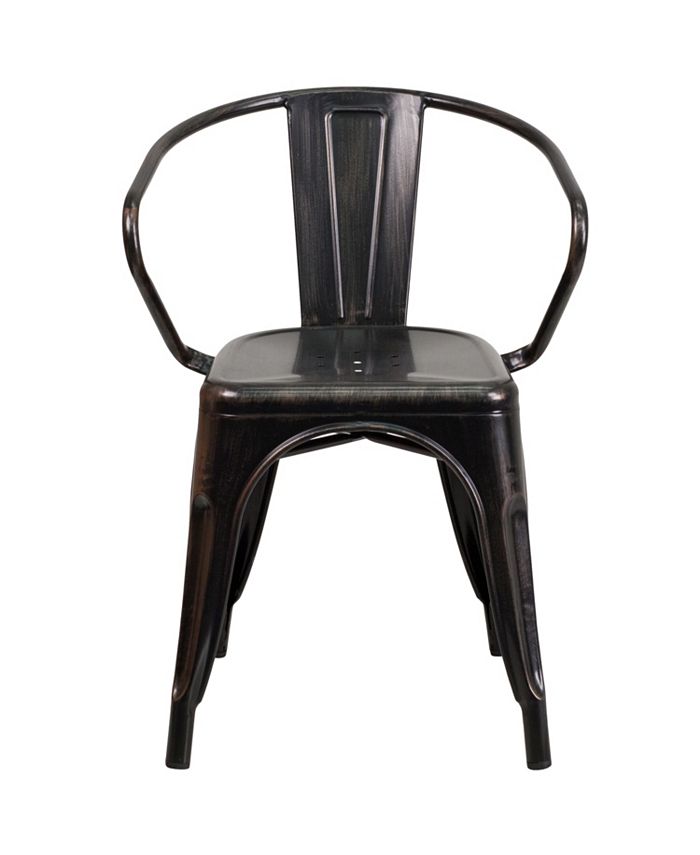 Flash Furniture BlackAntique Gold Metal IndoorOutdoor Chair With Arms