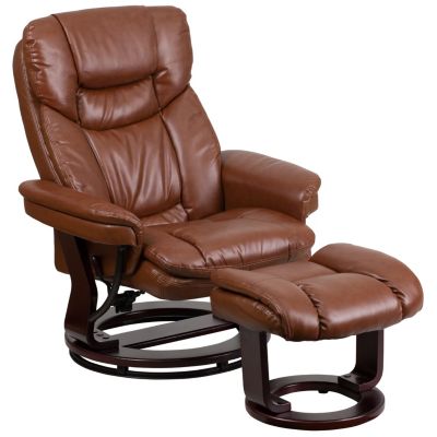 Flash Furniture Contemporary Brown Vintage Leather Recliner And Ottoman ...