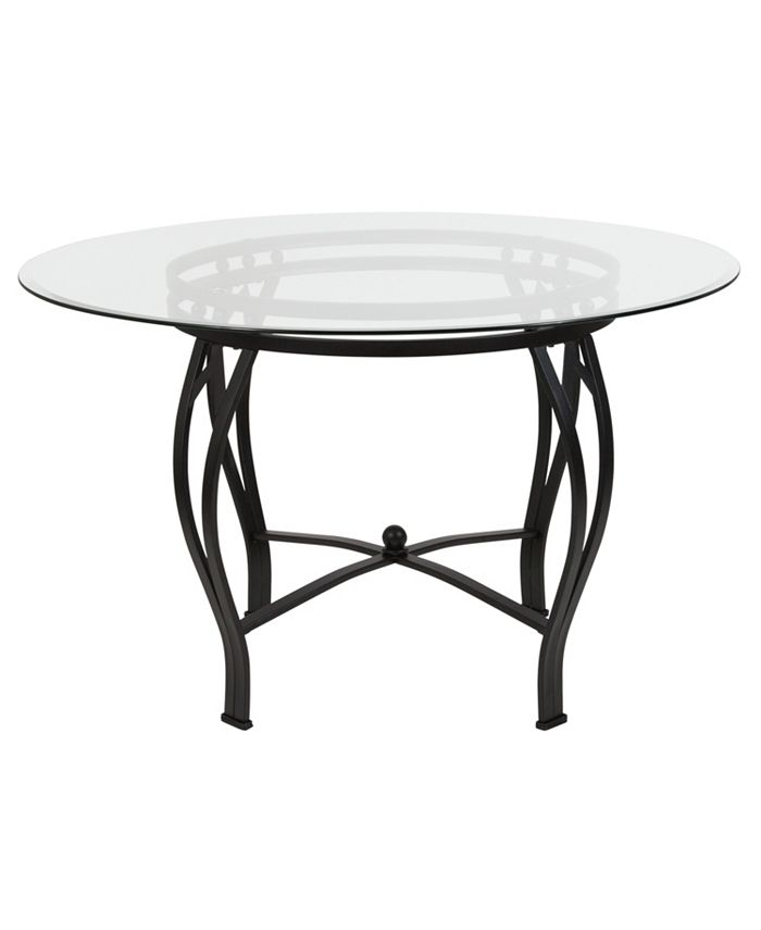 Flash Furniture Syracuse 48'' Round Glass Dining Table With Black Metal