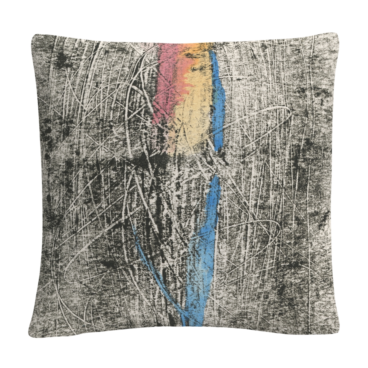 Anthony Sikich Flame on Black Colorful Shapes Line Composition Decorative Pillow, 16 x 16
