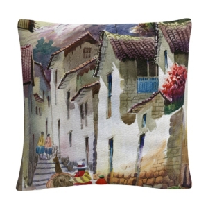 Baldwin Masters Fine Art Cuzco I Tuscan Architectural Village Decorative Pillow, 16" X 16" In Multi