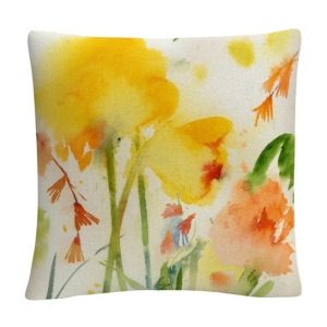 Baldwin Sheila Golden Garden Yellows Floral Abstract Decorative Pillow, 16" X 16" In Multi