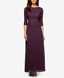 Women's Sequin Embellished Lace Top Gown