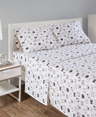 Novelty Printed Flannel 4-Pc. Sheet Set, Full