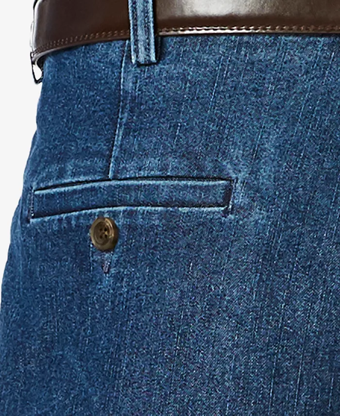 Men's Stretch Denim Classic-Fit Pleated Pants - thumbnail 5