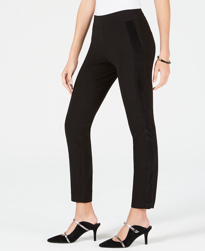 Alfani Velvet-Stripe Skinny Pants, Created for Macy's & Reviews - Pants ...
