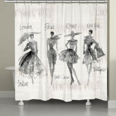 Laural Home Fashion Sketch Shower Curtain, 71" x 72"