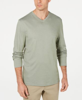 Men's Supima® Blend Knit V-Neck Long-Sleeve T-Shirt, Created for Macy's 
