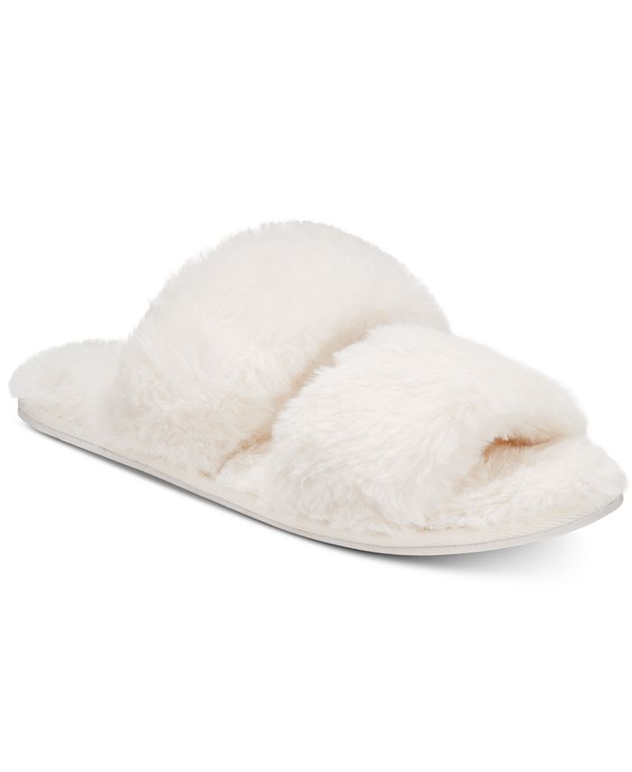 Lemon faux top fur slippers