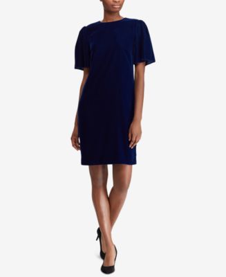 Lauren Ralph Lauren Velvet Shift Dress - Macy's