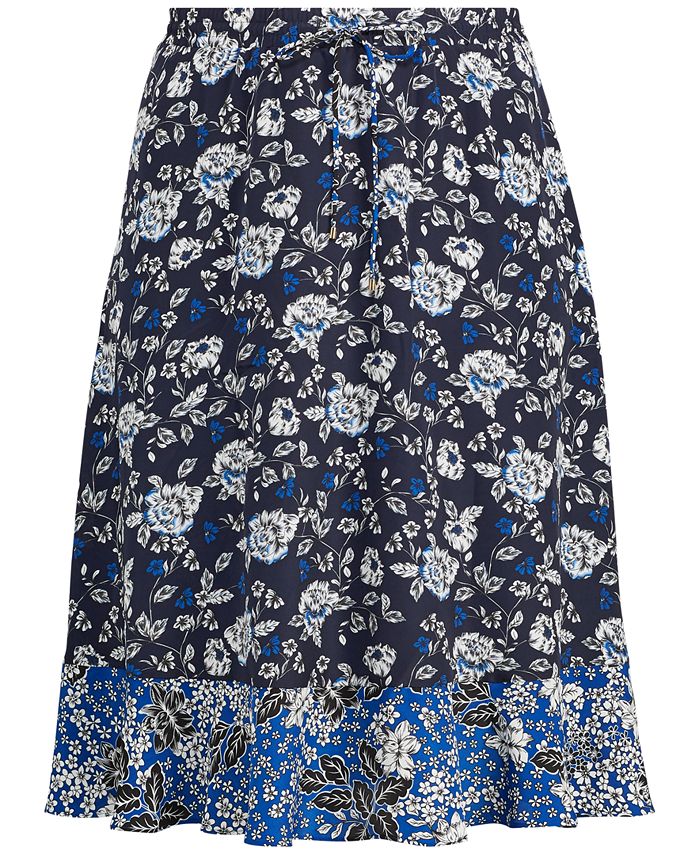 Lauren Ralph Lauren Plus Size Floral-Print Georgette Skirt - Macy's