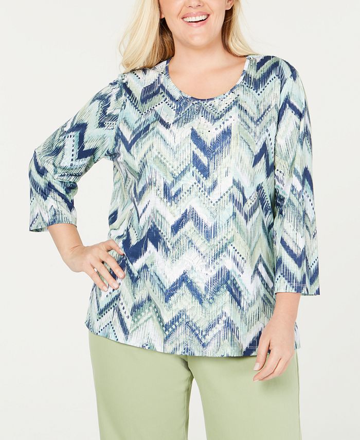 Alfred Dunner Plus Size Greenwich Hills Embellished Lace Top - Macy's
