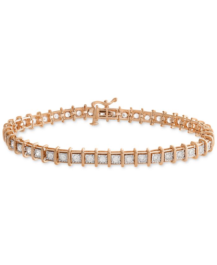 Rose gold tennis bracelet macys Clearance