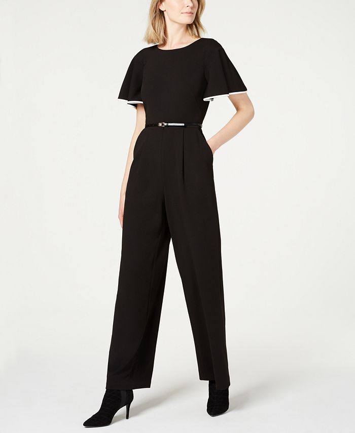 Calvin Klein Ruffle-Sleeve Jumpsuit & Reviews - Dresses - Women - Macy's