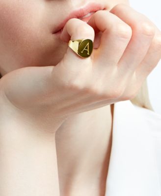 Sarah Chloe Initial Signet Ring in Sterling Silver