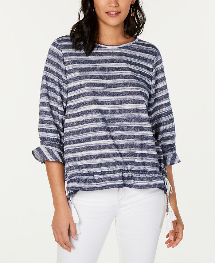 Style & Co Striped DrawstringHem Top, Created for Macy's Macy's